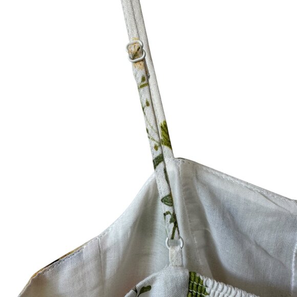 H&M Smocked Linen Blend Sundress Floral Lined Adjustable Straps Midi Summer - Picture 12 of 16